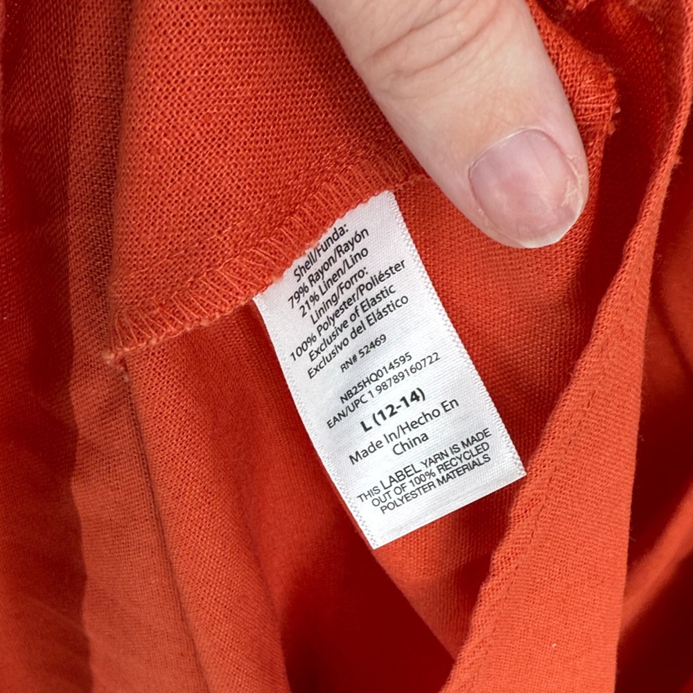 Free Assembly Orange Linen Blend Maxi dress size large with adjustable straps - Picture 7 of 7